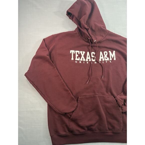Champion Texas A&M Aggies Hoodie Sweatshirt Mens Large Maroon Pullover - Picture 6 of 7
